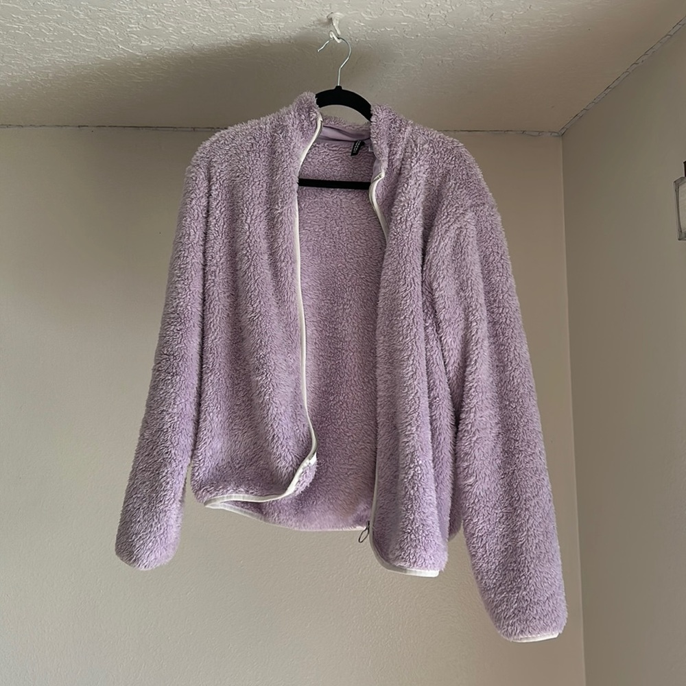Fluffy zip up jacket